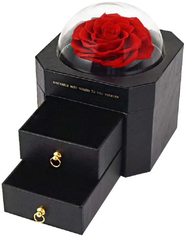 Вечная роза искусственные цветы кольцо чехол ювелирное ожерелье коробка для