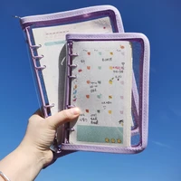 2022 cute zip bag glitter transparent loose leaf binder notebook inner core cover note book planner office stationery supplies
