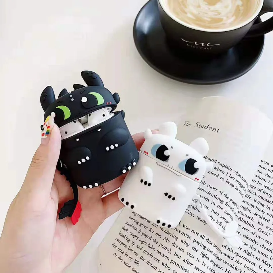 Чехол для AirPods 3D трехмерный милый чехол пар черный белый защитный Airpods 2/i10/i11