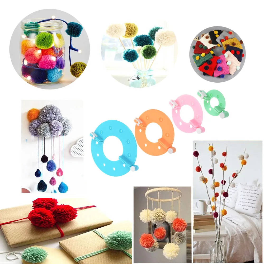 4 размера помпон для изготовления пушистых шариков ткацкая игла рукоделия