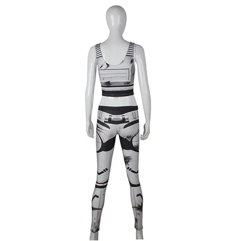

Star Cosplay Costume Stormtroope Adult Crop Imperial Fashion Sexy T shirt Tops Pants Sets Leggings Women Tight Bodysuit