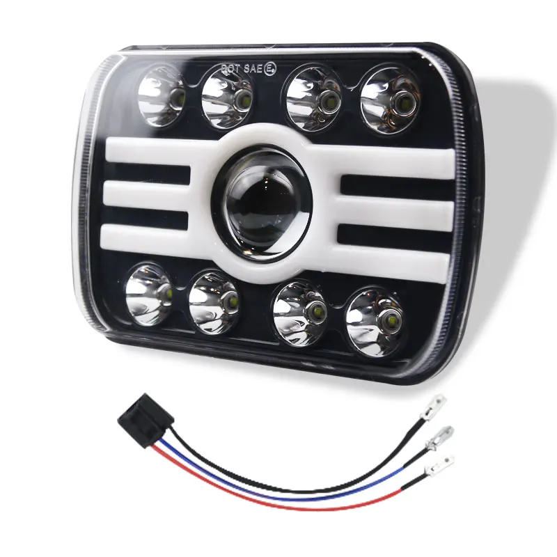 

500W 5X7" IP67 LED Car Light Headlight with Hi/Lo Beam DRL Amber Turn Signal Daytime Running Light for Jeep Wrangler