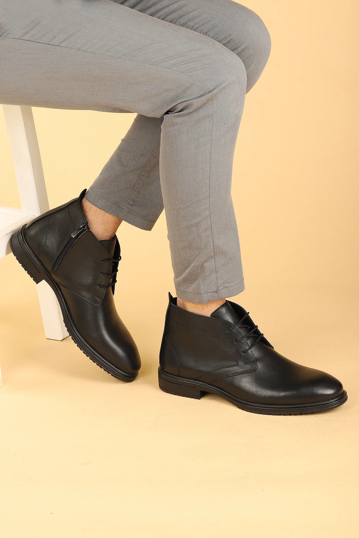 

Ayakland Hrz 097 Leather Rubber Sole Zipper Men 'S Boots Shoes
