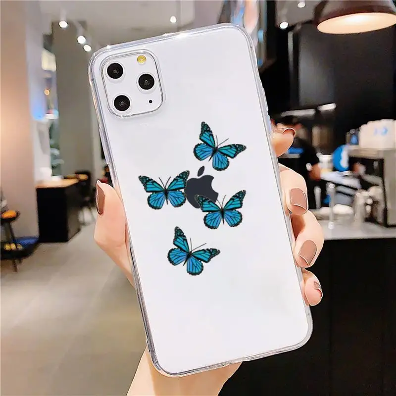 

Cute Butterfly cartoon Phone Case Transparent soft For iphone 5 5s 5c se 6 6s 7 8 11 12 plus mini x xs xr pro max