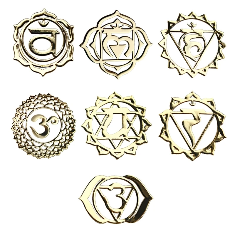 

7 шт., металлические наклейки в виде священного геометрического цветка жизни