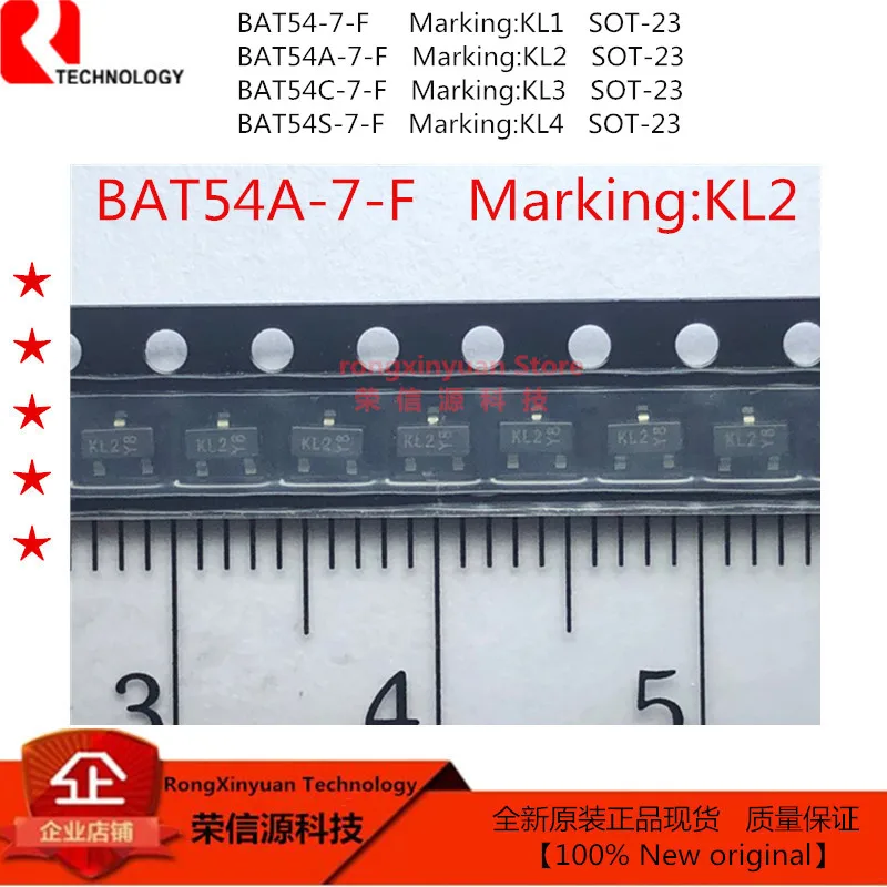 

100 шт., модель BAT54 SOT-23 BAT54-7-F KL1, модель KL2, модель BAT54A, флэш-диод Шоттки, модель BAT54C, модель bat4, модель BAT54S