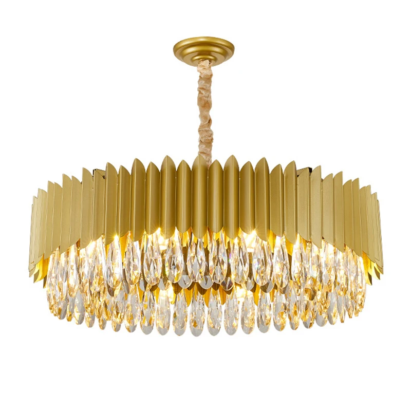 

Modern Luxury Crystal Pendant Round Golden Chandelier Hanging Models Light Fixture Lamp Lustre Luminaire Living Dinning Room
