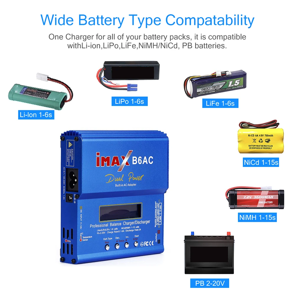 Зарядное устройство KEBIDU IMAX B6 AC 80 Вт B6AC Lipo NiMH зарядное с цифровым ЖК-экраном и
