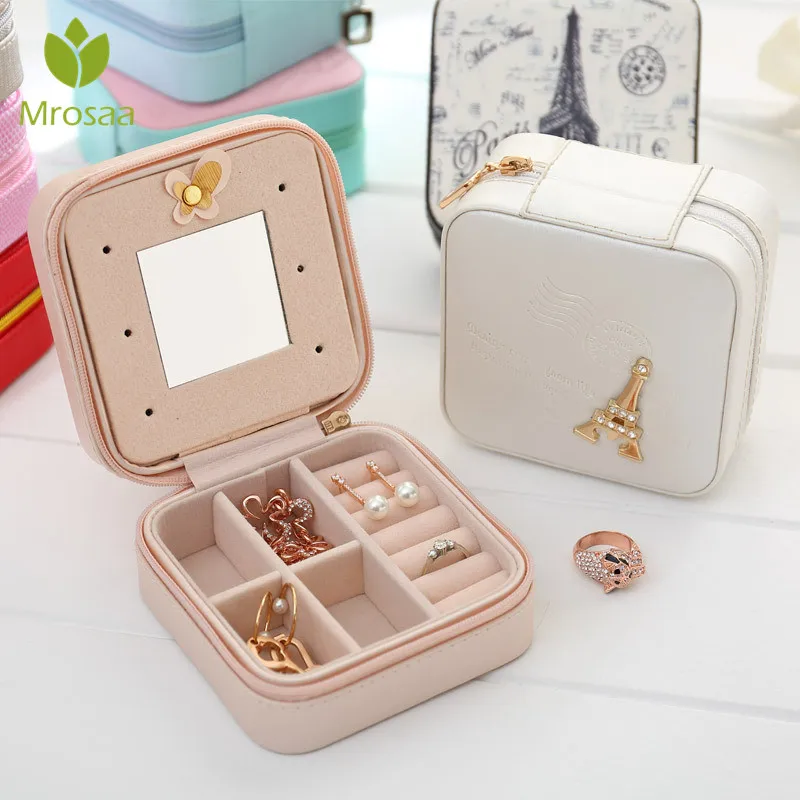 Портативный шкатулка для драгоценностей из искусственной кожи макияж