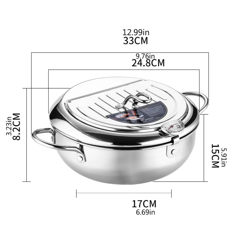 

Steel Kitchen Frying Pot Tempura Deep Fryer Temperature Control Fried Japanese Style Cooking Tools Kitchen Utensil For Home