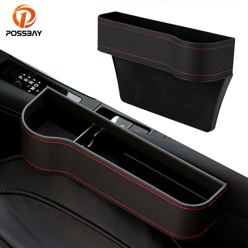 

Car Accessories Organizer Crevice Auto Interior Stowing Tidying Card Phone Holder Pocket Seat Universal Black/Beige Leather