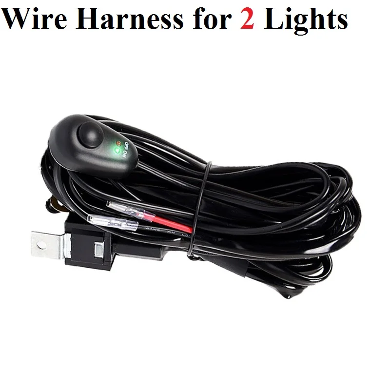 Wire for 2 lights 7 дюймов 32 Вт светодиодный рабочий свет широкие Прожекторы для 4X4 внедорожники мотоциклетная противотуманная фара 12 В 24 В для вождения работы внешние огни - Цвет: Wire for 2 lights