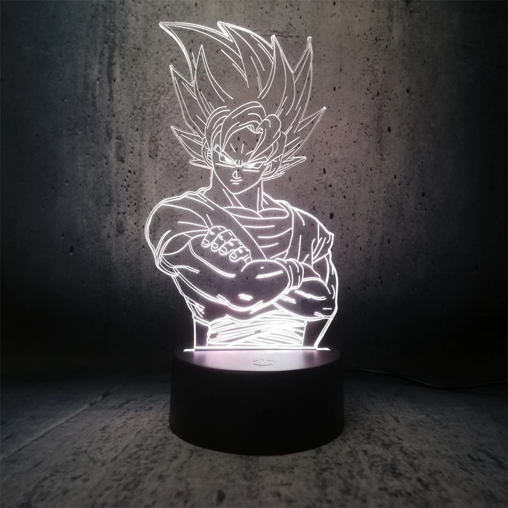Новый Dragon Ball Angry expression Goku 3D настольная лампа Luminaria светодиодный ночник креативный
