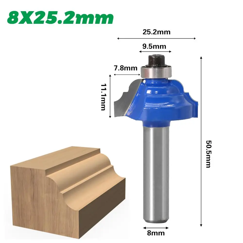 1 шт. Высокое качество двойной Римский Ogee фреза для отделки кромки бит-Большой-8 мм