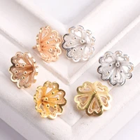 2pcs floral stamen pistil 14mm plated gold color silver color copper metal loose pendants beads for jewelry making diy flower