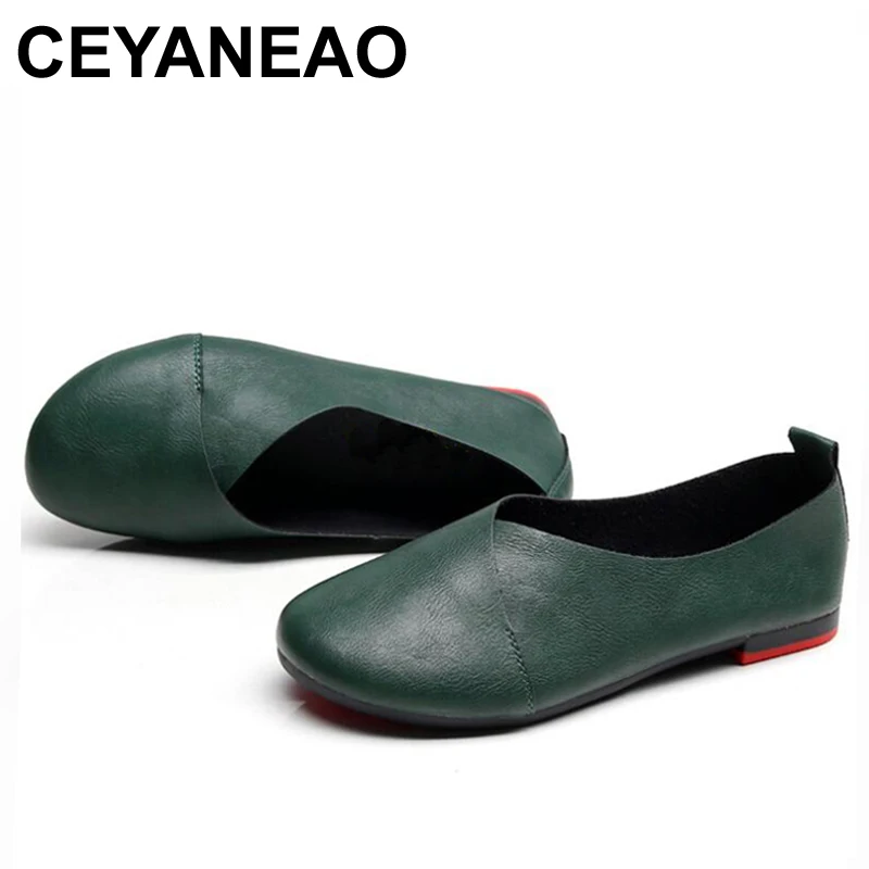 

CEYANEAO туфли на плоской подошве из натуральной кожи женская кожаная обувь ручной работы мужские лоферы; Весенние повседневные Мягкие Туфли; Ж...