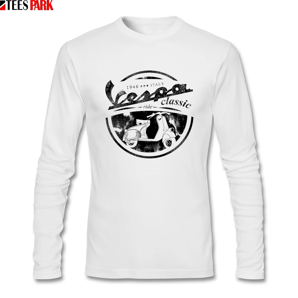 Ретро Vespa Rider футболки Мужская футболка с круглым вырезом и длинными рукавами с принтом Мужская одежда футболка для жизни абстрактный принт Топ