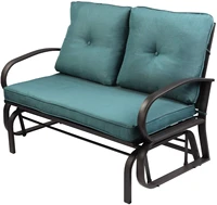 sunmthink patio loveseat outdoor patio glider rocking benchporch furniture gliderwrought iron chair set with cushionblue