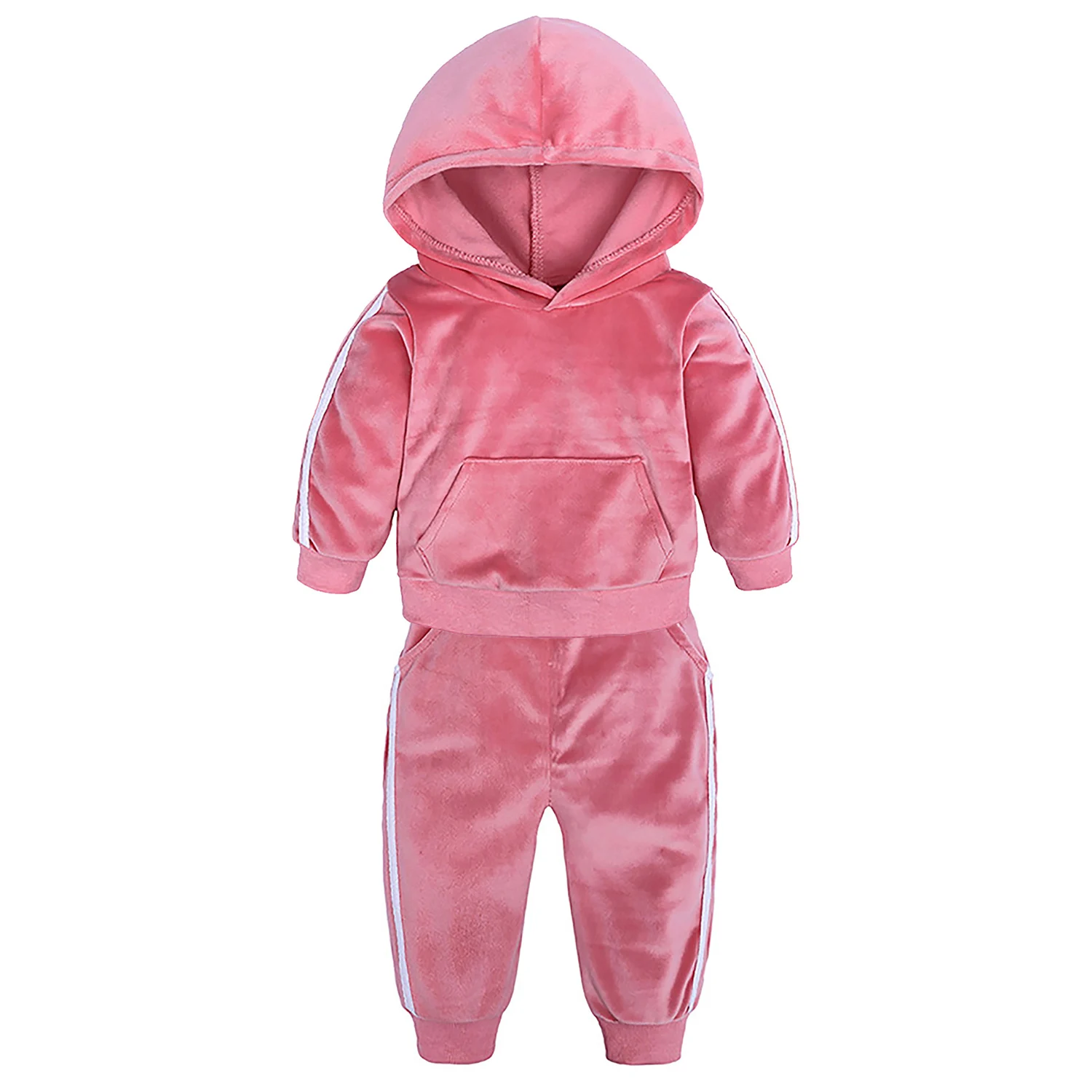 

Baby Girls Boys Clothing Sets 2021 Spring Autumn Children Velour Tracksuit Hooded Sweatshirt Top Sweatpants Toddler Kids Clothes