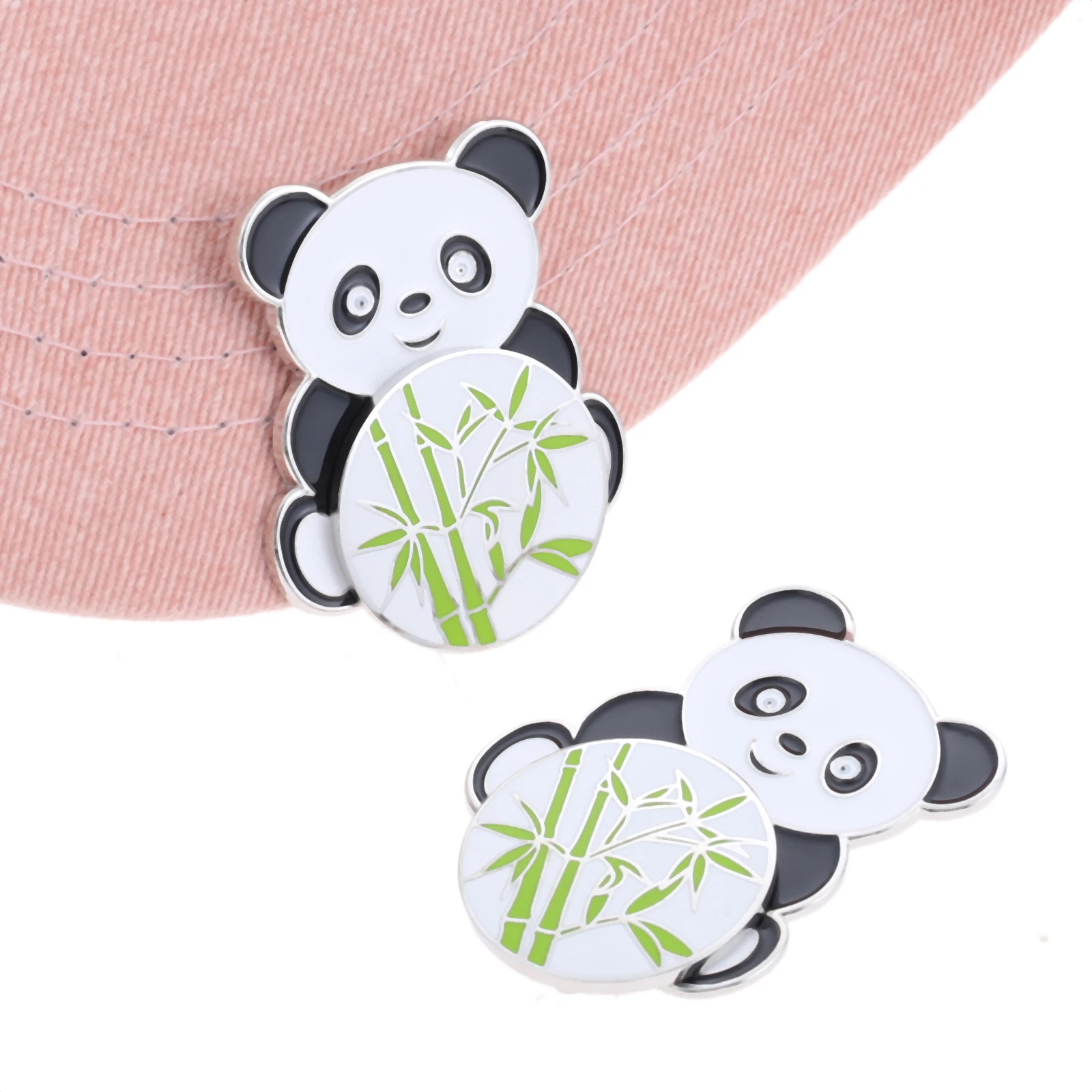 1Pc Metal China Panda & Bamboo Shoots Pattern Golf Ball Aiming Marker Tool With Magnetic Detachable Hat Clip Cap Clips | Спорт и
