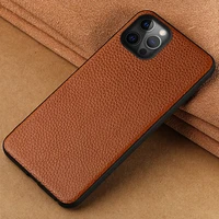 genuine litchi grain leather mobile phone cover case for iphone 13 pro max 12 mini 12 11 pro max x xr xs max 6s 7 8 plus se 2020