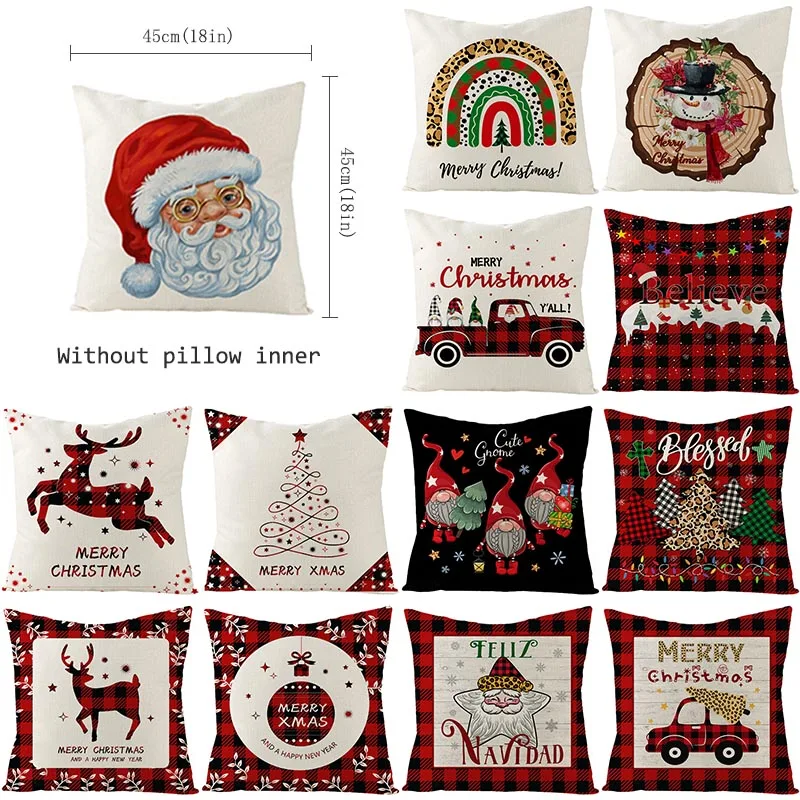 

Linen Cushion Cover Christmas Decorations Pillow Case for Home Living Room Sofa Computer Chair Ornamental Pillows 45*45 Nordic