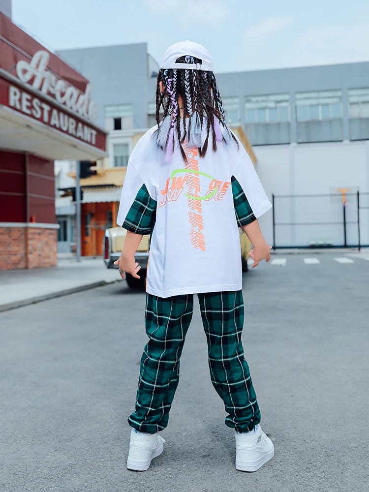 

Girls Hip Hop Dance Clothes Boys Modern Dance Costume Plaid Tops Pants Street Dancing Outfits Hip-Hop Performance Costume BL6213