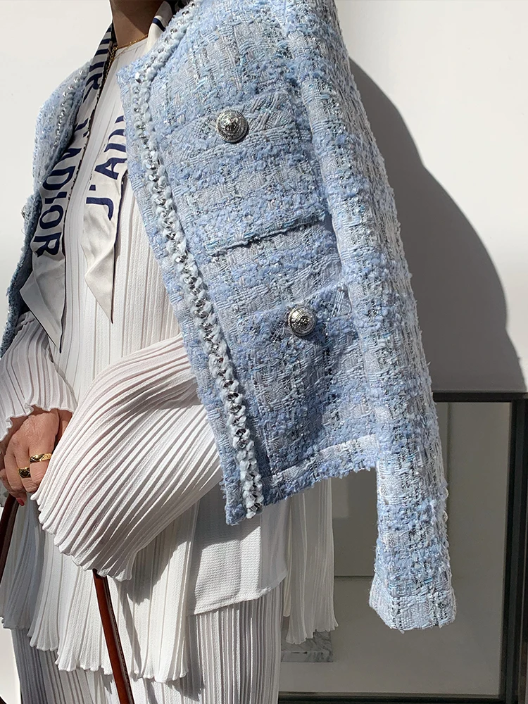 Женское твидовое пальто винтажная приталенная куртка в Корейском стиле с