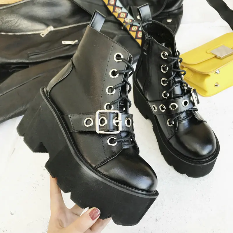 Новинка 2020 зимние мотоциклетные ботинки с пряжкой женские ботильоны в