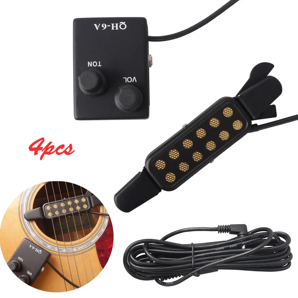 

4Pcs Acoustic Guitar Sound Hole Pickup Magnetic Preamp EQ Equalizer Tuner QH-6A Captador Pick Up for Guitar Accessories
