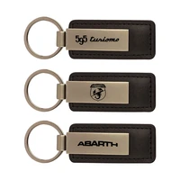 new leather metal car key chain keychain car key ring for abarth 70th xsr biposto 595 695 stilo car accessories car styling