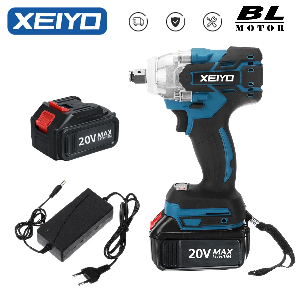 

XEIYO Brushless Cordless Electric Impact Wrench/Drill 2 In 1 Function Rechargeable 1/2 Inch Car Wrench for Makita 18V Battery