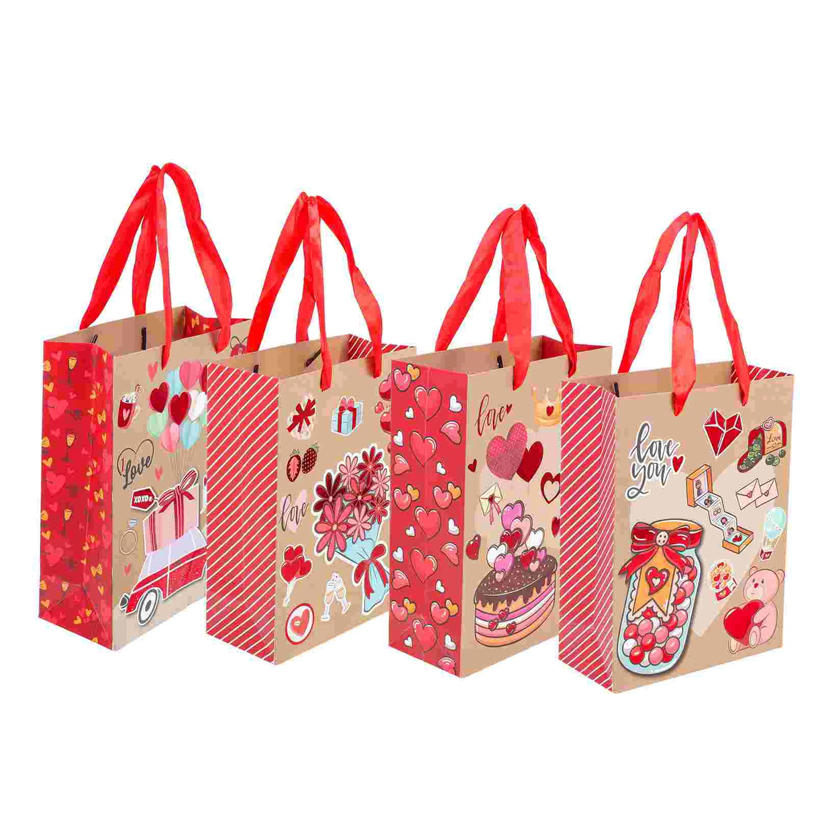 

4pcs Heart Pattern Gift Bags Wedding Candy Bags Creative Gift Packing Pouches