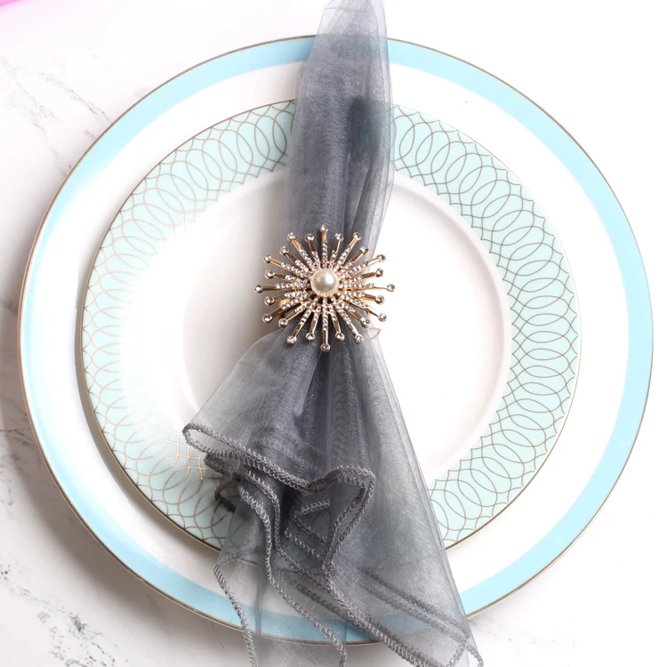 10 шт./лот жемчужный Подсолнух гостиничный Ресторан застежка для салфеток модель