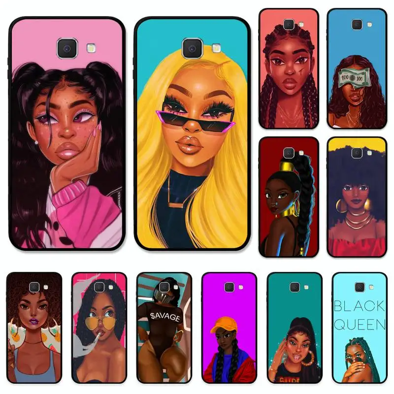 

Fashion Black Girl Phone Case for Samsung J8 J7 Core Dou J6 J4 plus J5 J2 Prime A21 A10s A8 A02 cover