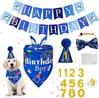dog birthday party supplies dog birthday hat decorated with hat bow bandana and bows blue double layer soft triangle scarf bib