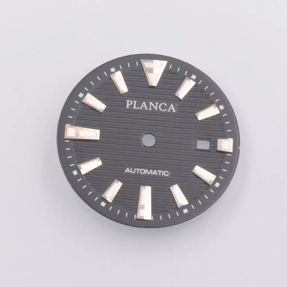 34 мм часы с синим/черным циферблатом и зеленым люминесцентным механизмом Miyota