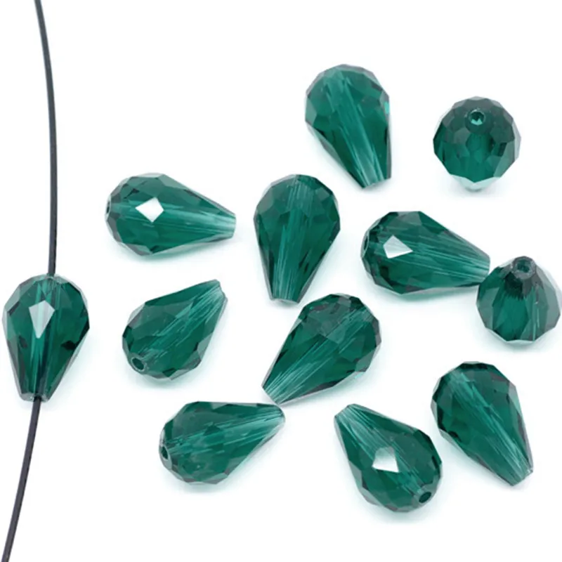 8 сезонов Хрустальные стеклянные бусины россыпью каплеобразный малахит зеленый