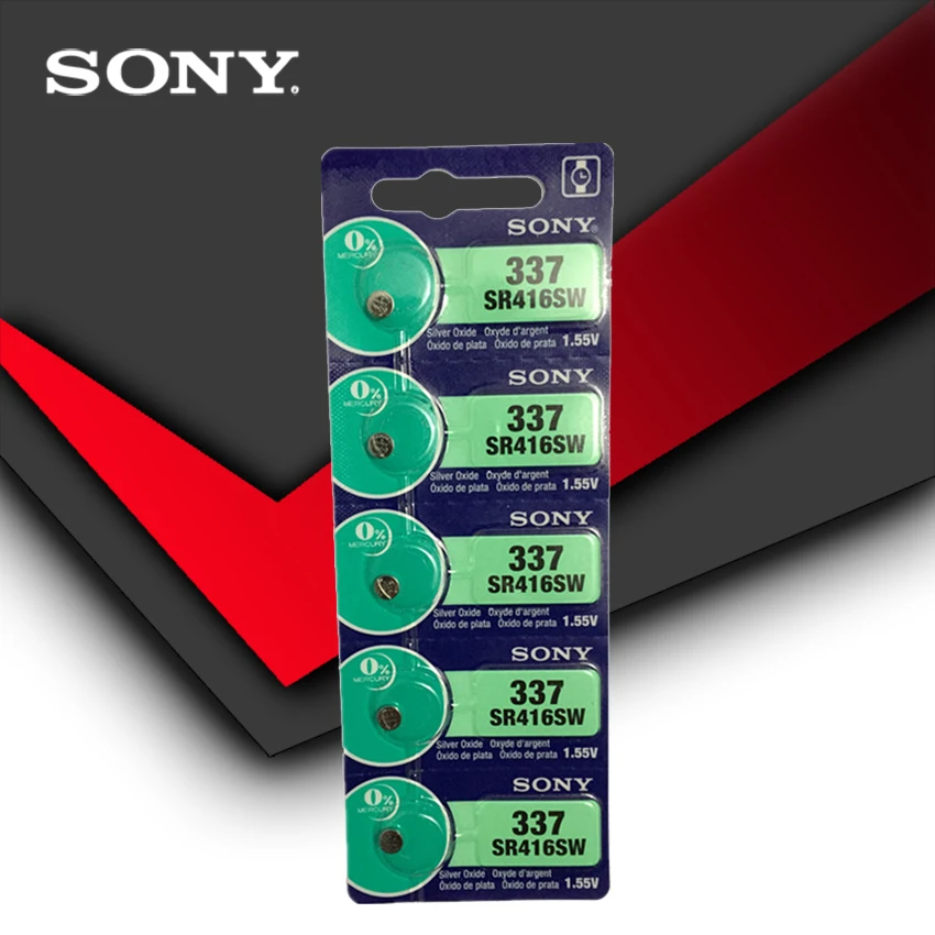 20 шт. Sony 100% оригинальный 337 SR416SW 1 55 в оксид серебра часовая батарея Кнопочная