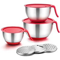 mixing bowls with lidsstainless steel mixing bowls salad metal bowl with lids 3 graters pour spout long handle