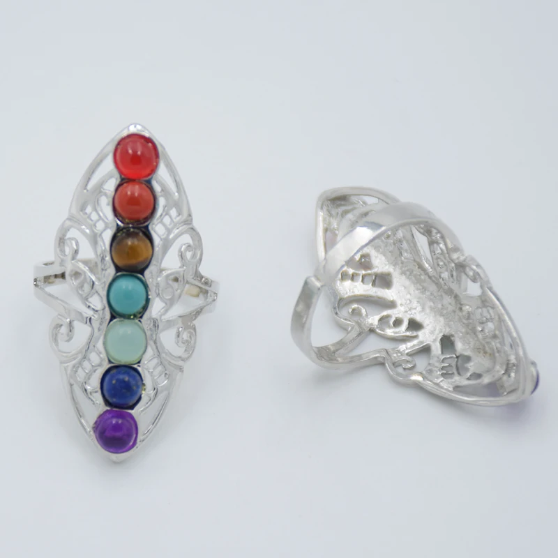 Мода 7 Чакра каменные бусины кольца на палец рейки баланс медитация исцеление