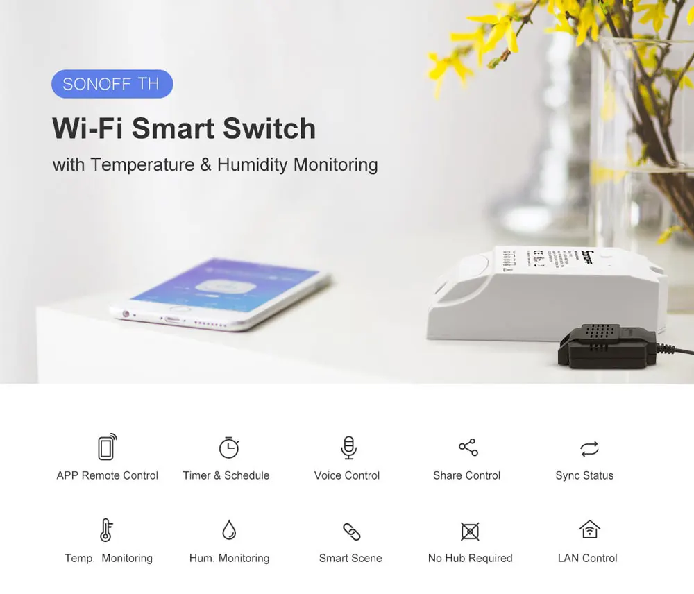 Itead Sonoff TH16 Wifi умный беспроводной переключатель поддержка контроля температуры и влажности через AM2301 работает с Alexa Google Home