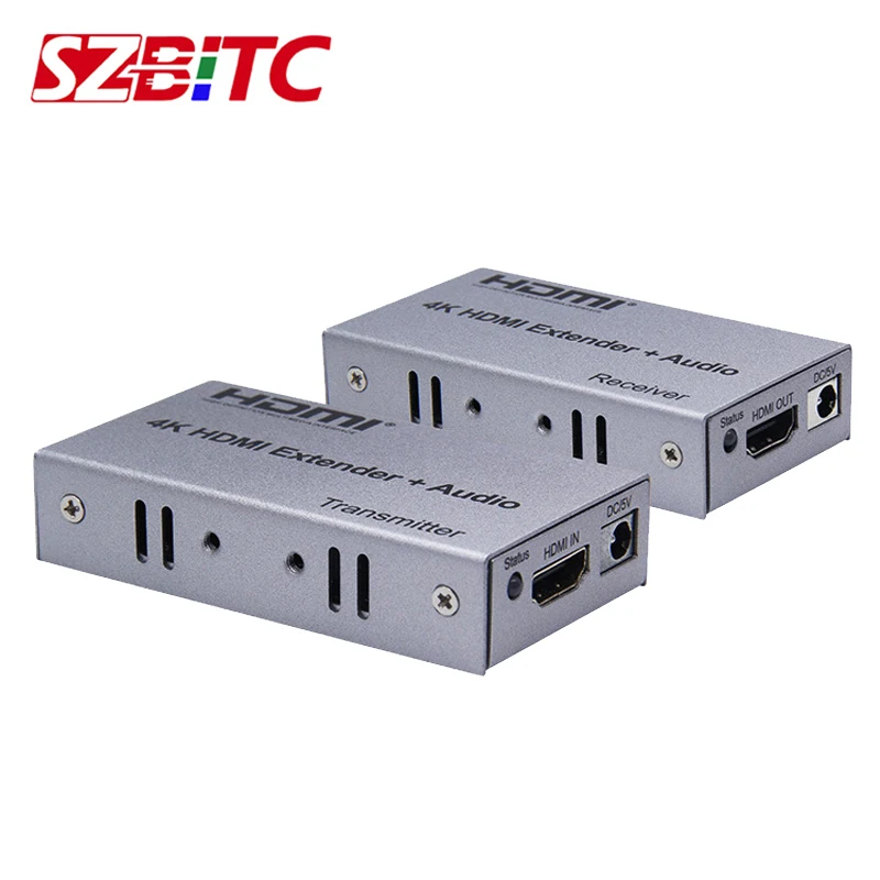 SZBITC 4K HDMI удлинитель 100 м R/L аудио выход передатчик приемник над Cat 5e/6 RJ45 один кабель