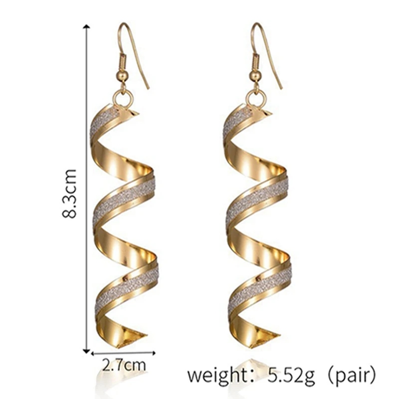 

2020 New Fashion Spiral Curved Long Drop Earrings for Women Wave Design Fashion Female Jewelry Wholesale Party Wedding Earring