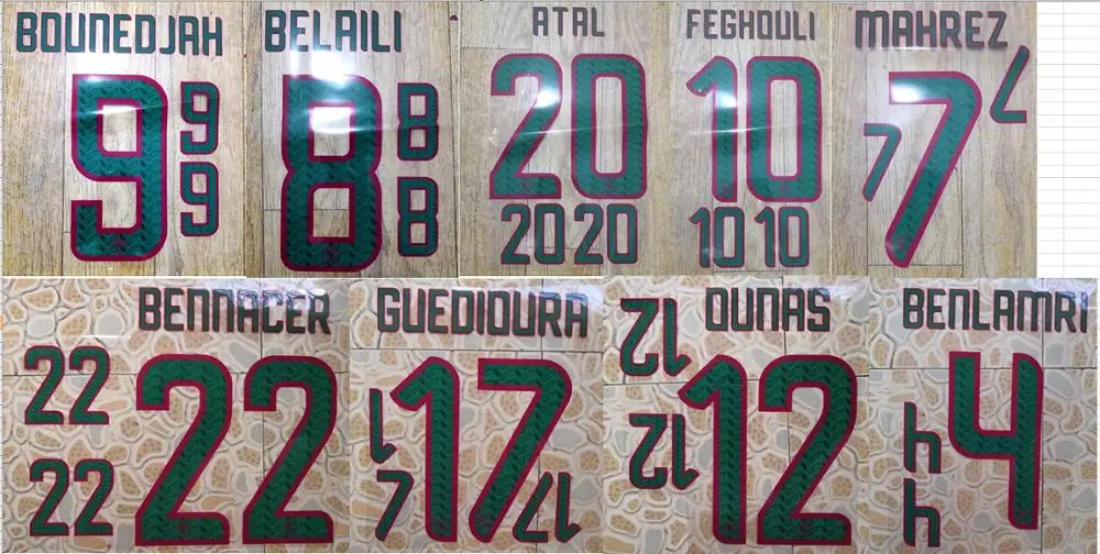 Algeria home OUNAS GUEDIOURA BENNACER BELAILI BOUNEDJAH MAHREZ ATAL FEGHOULI nameset patch badge 2019-2020 | Дом и сад
