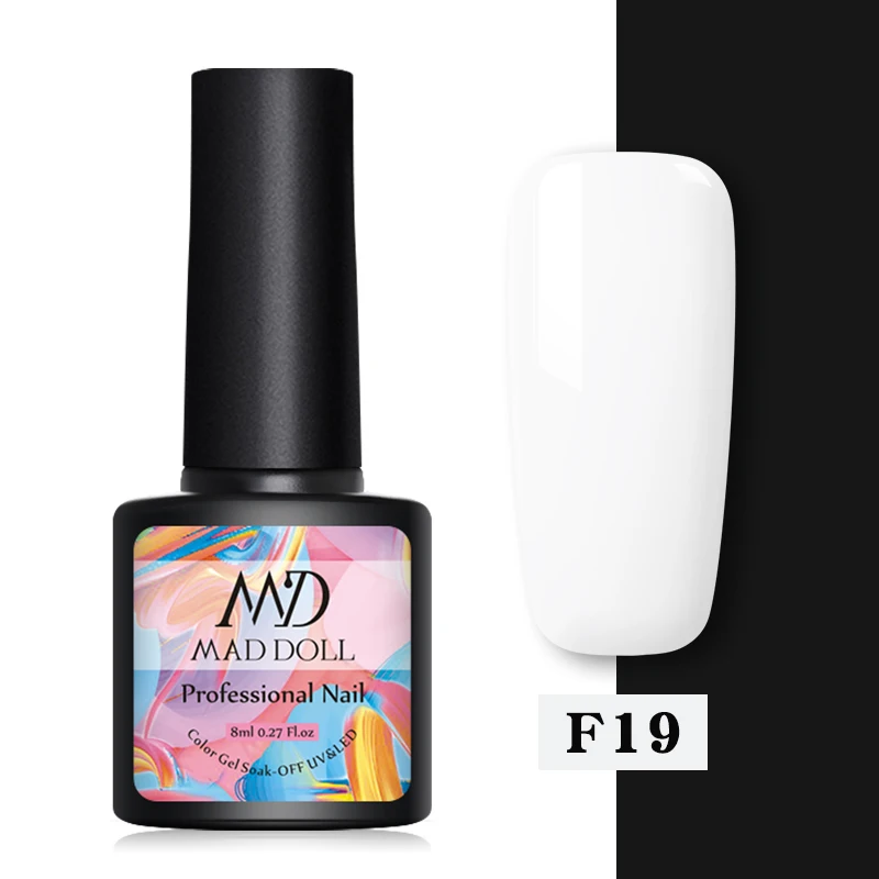 01-F19 MAD DOLL, 8 мл, 60 цветов, Гель-лак для ногтей, розовый, красный, зеленый, чистый цвет для ногтей, отмачиваемый УФ-Гель-лак, лак для маникюра, Гель-лак - Цвет: 01-F19