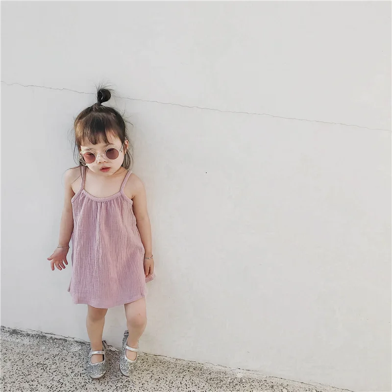 simple chinese style sleeveless cute candy color dress age for 2 - 8 yrs cotton vest summer beach clothes baby girl frocks | Детская