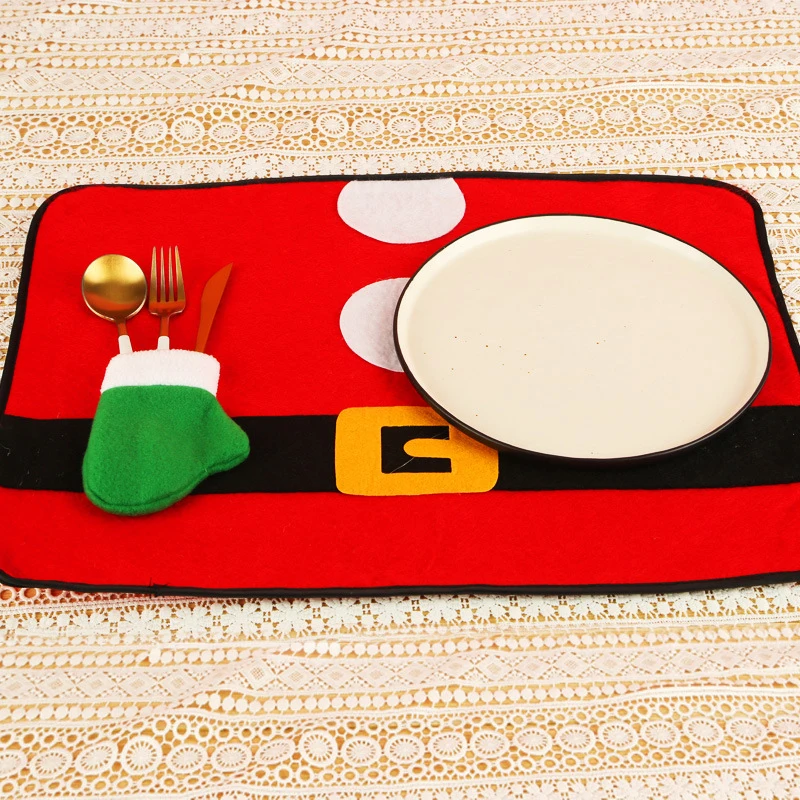 Нетканый искусственный Рождественский коврик для ножа и вилки украшение