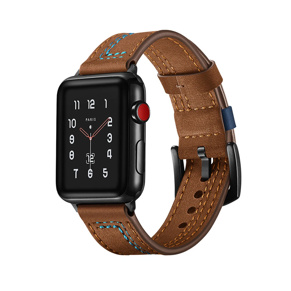 Leather Strap for apple watch band 44mm 38mm 42mm 40mm 41mm 45mm Genuine Leather watchband belt bracelet iWatch serie 3 4 6 se 7