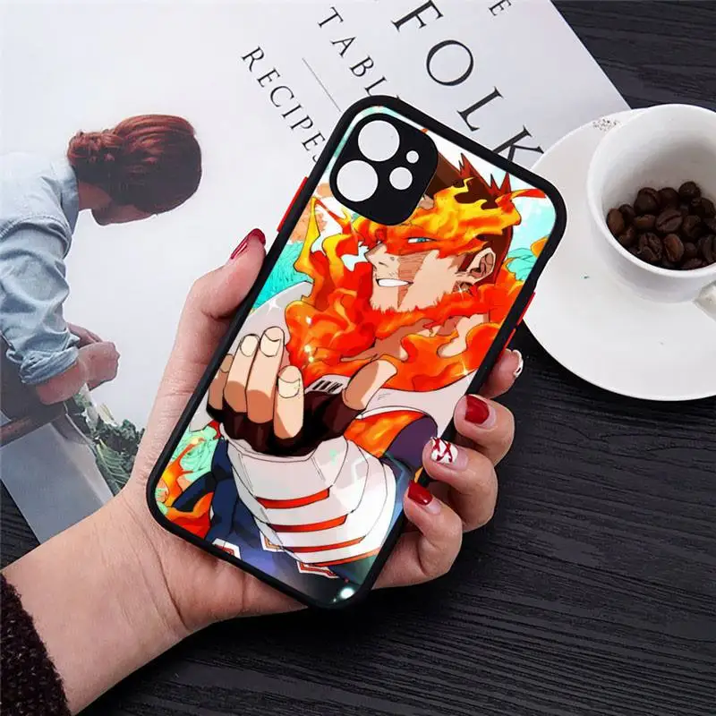 

anime cartoon fire Endeavour Phone Case Transparent Matte for iPhone 7 8 11 12 s mini pro X XS XR MAX Plus cover funda